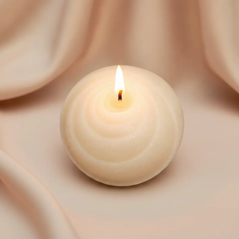 Vela Bola Espiral Natural - cera mineral 1