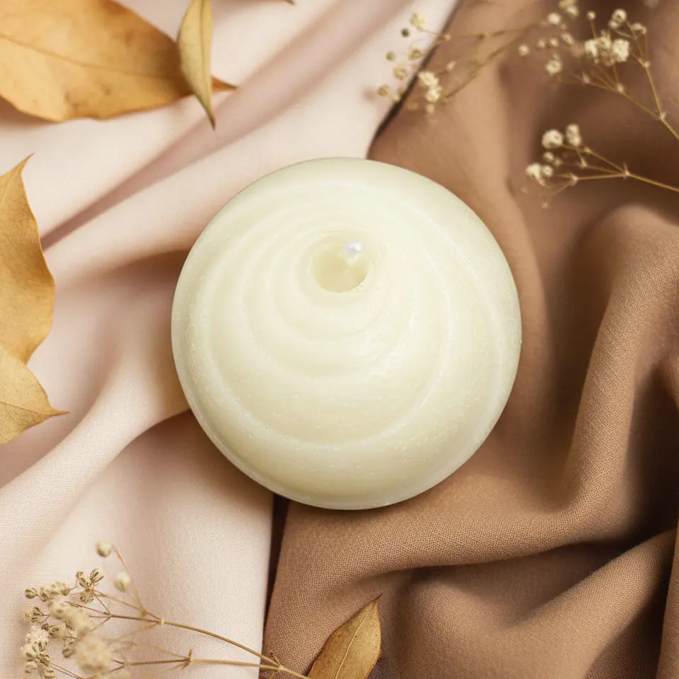 Vela Bola Espiral Natural - cera mineral 2