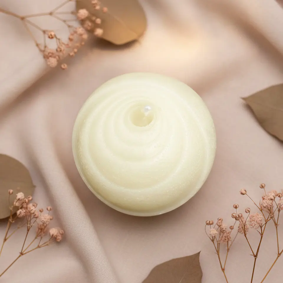 Vela Bola Espiral Natural - cera vegetal 2
