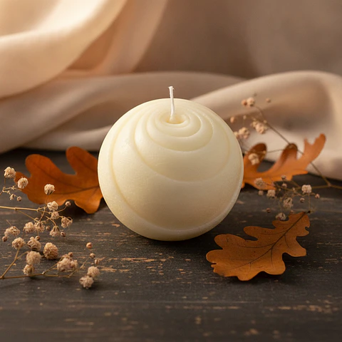 Vela Bola Espiral Natural - cera vegetal
