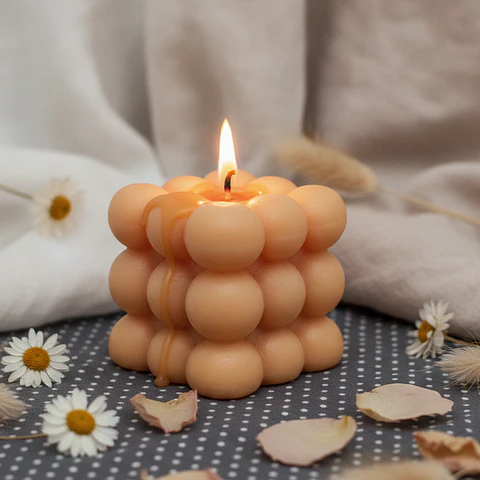 Vela cubo Bolha Nature - cera vegetal