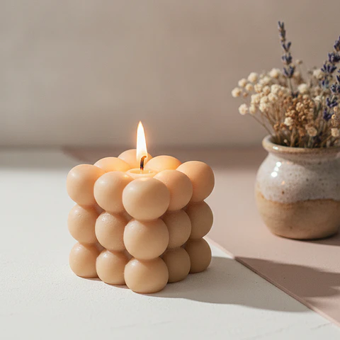 Vela cubo Bolha Nature - cera mineral