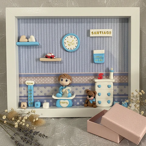 Quadro de Nascimento em Biscuit — Personalizado