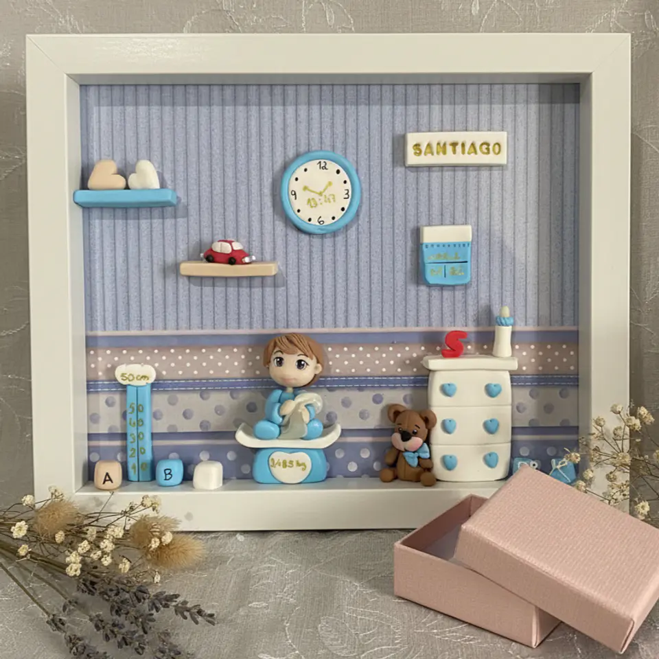 Quadro de Nascimento em Biscuit — Personalizado 1