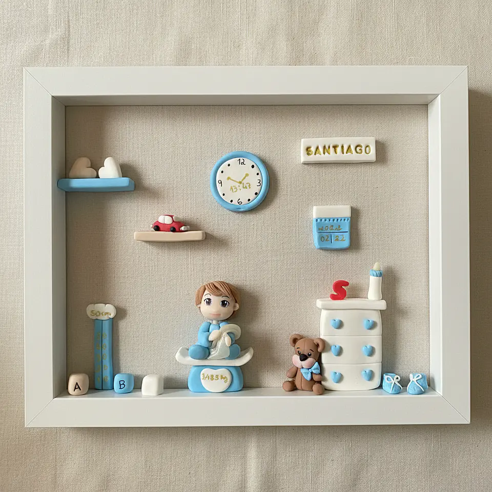 Quadro de Nascimento em Biscuit — Personalizado 2