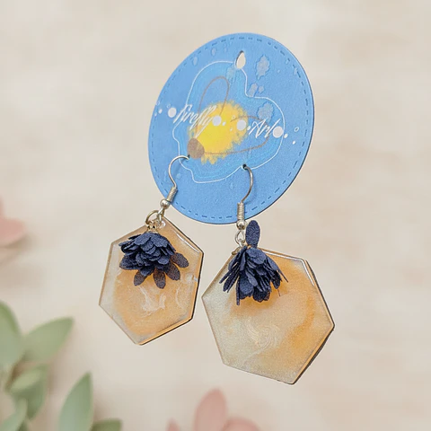 Brincos Resina Laranja & Azul