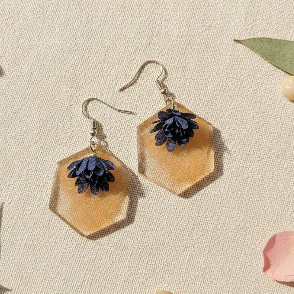 Brincos Resina Laranja & Azul 2