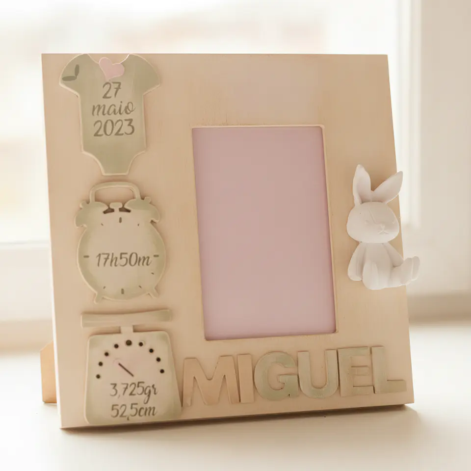 Moldura de Nascimento Personalizada com Porta‑Foto 1