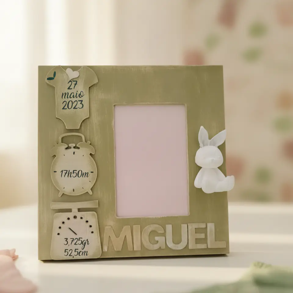 Moldura de Nascimento Personalizada com Porta‑Foto 3