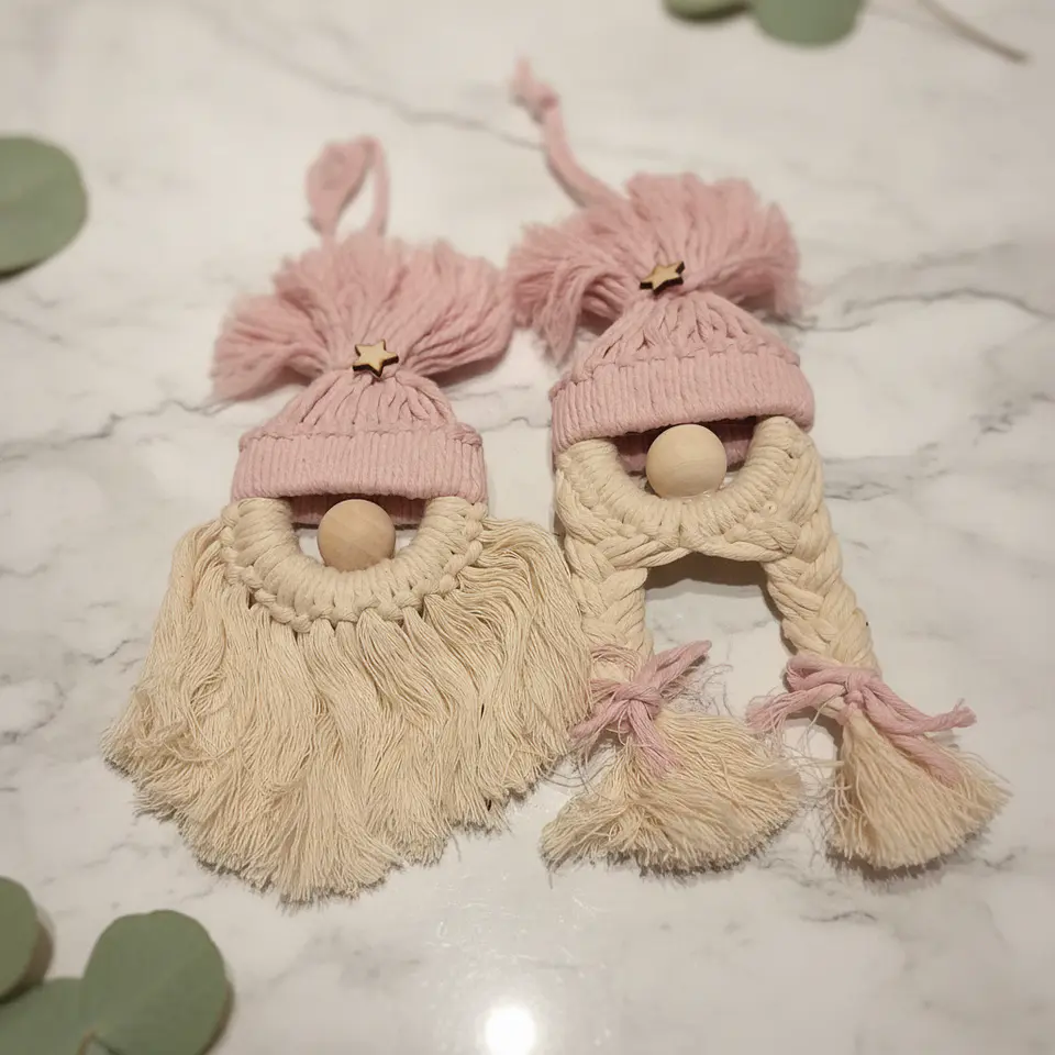 Gnomos Rosa | macramé 1