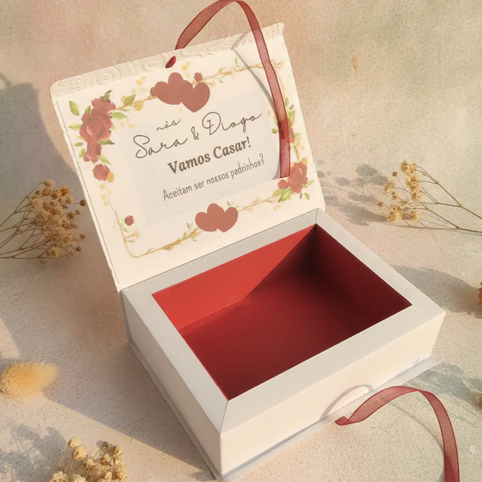 Caixa Convite Premium para Padrinhos de Casamento – Modelo Livro 1
