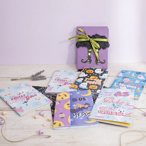 Pack 5 Caderninhos de Halloween "O Meu Mundo Mágico" – Edição Roxo