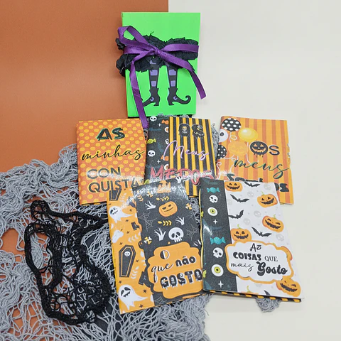 Pack 5 Caderninhos de Halloween "O Meu Mundo Mágico" – Edição Laranja & Verde