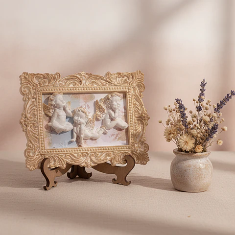 Moldura Anjinhos de Gesso — Recordação de Batismo