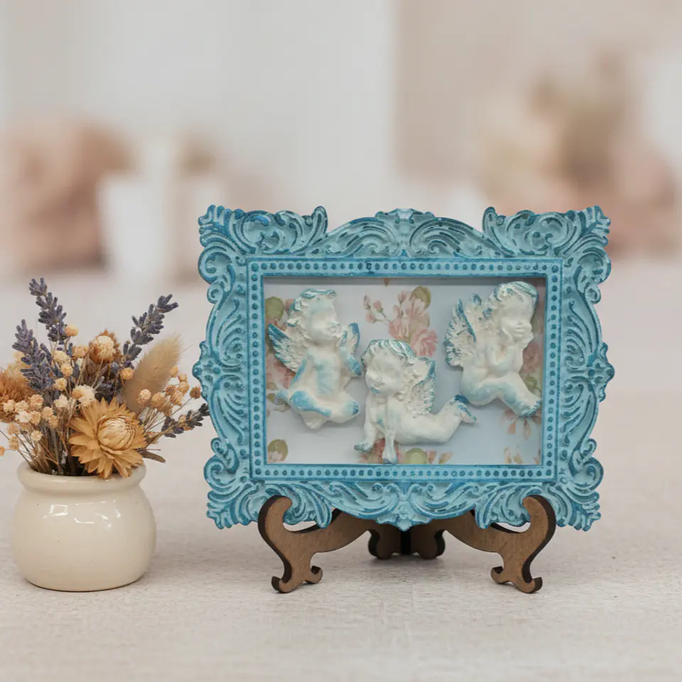 Moldura Anjinhos de Gesso — Recordação de Batismo 3
