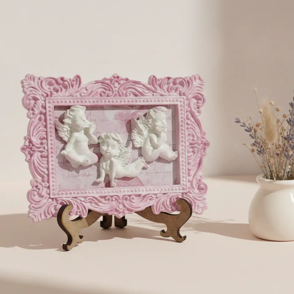 Moldura Anjinhos de Gesso — Recordação de Batismo 5