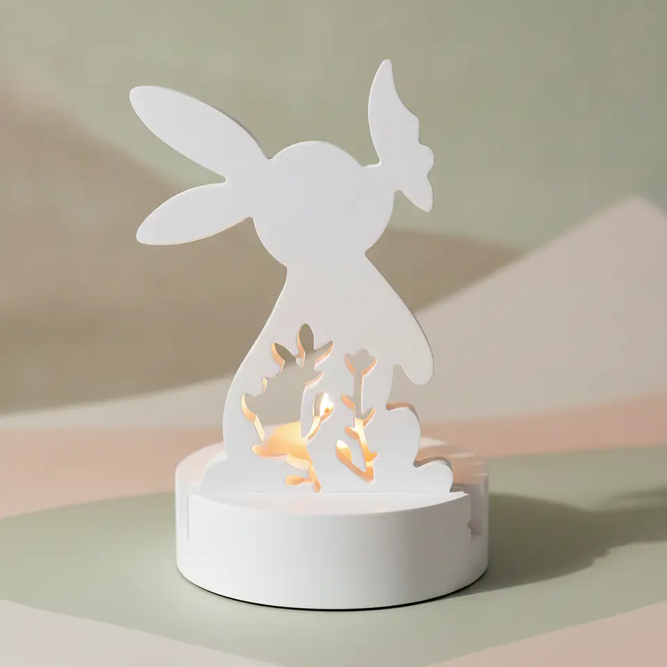 Coelhinho de Luz – Porta-Vela em Gesso Cerâmico 1
