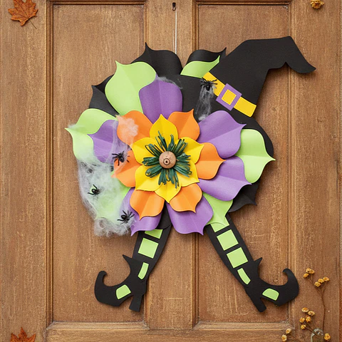 Halloween decoração de porta Bruxa Flor