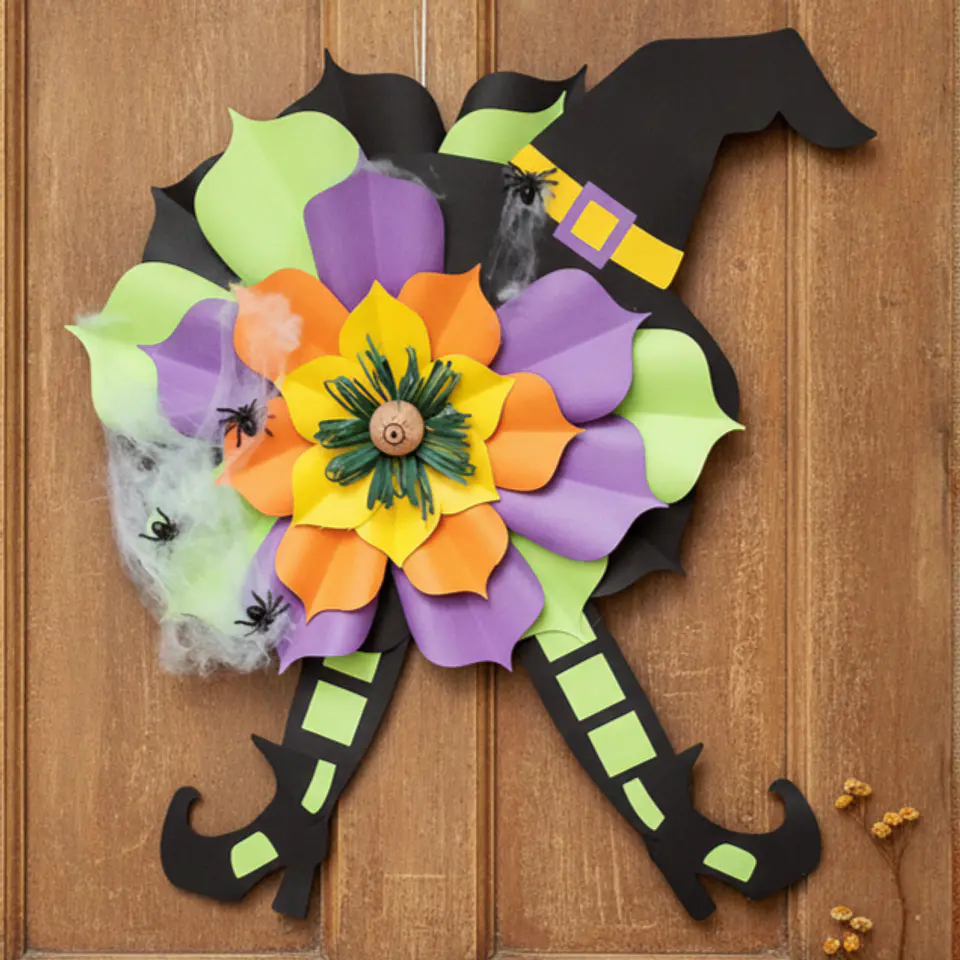 Halloween decoração de porta Bruxa Flor 6