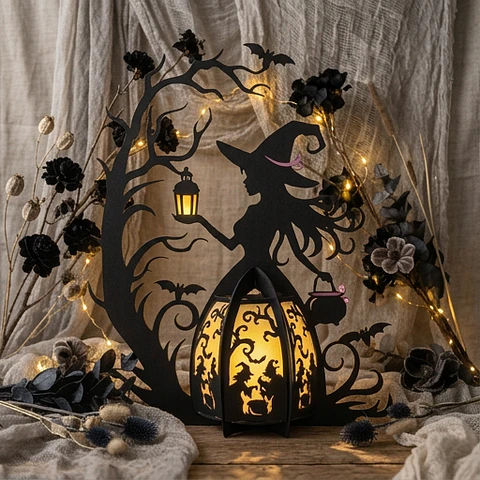 Lanterna Halloween Bruxano caldeirão