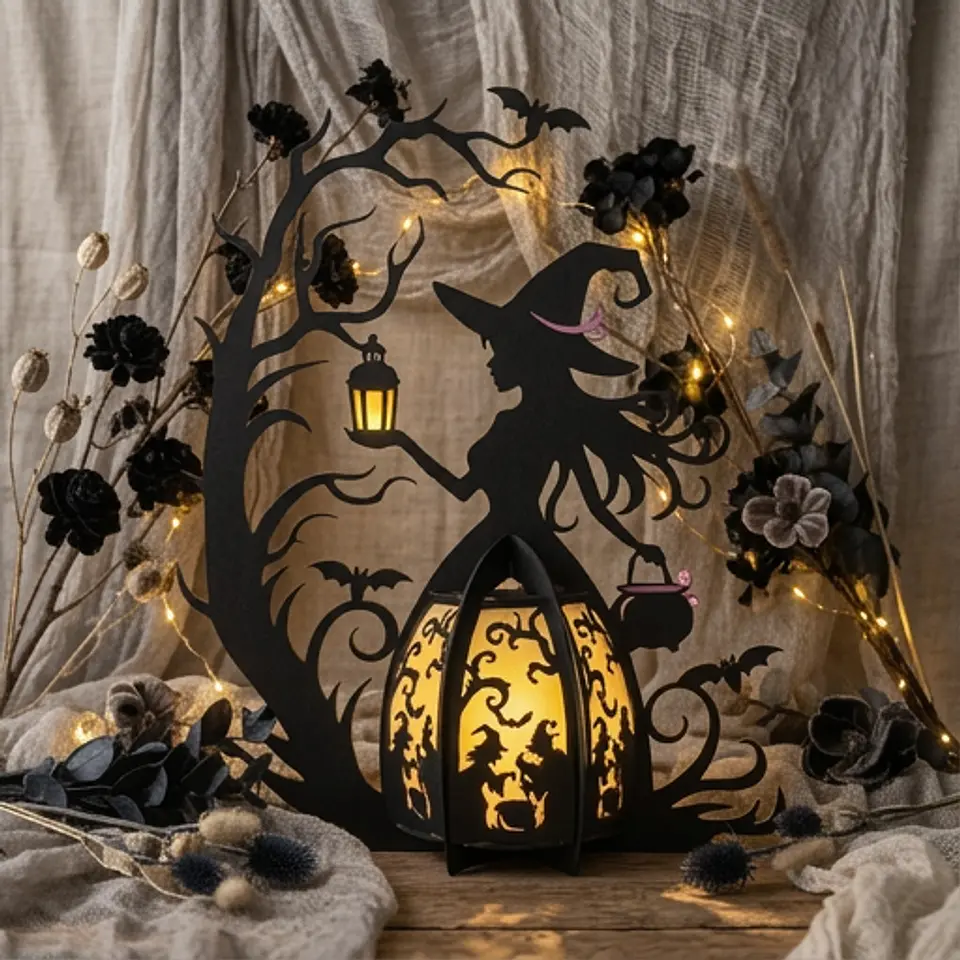 Lanterna Halloween Bruxano caldeirão 1