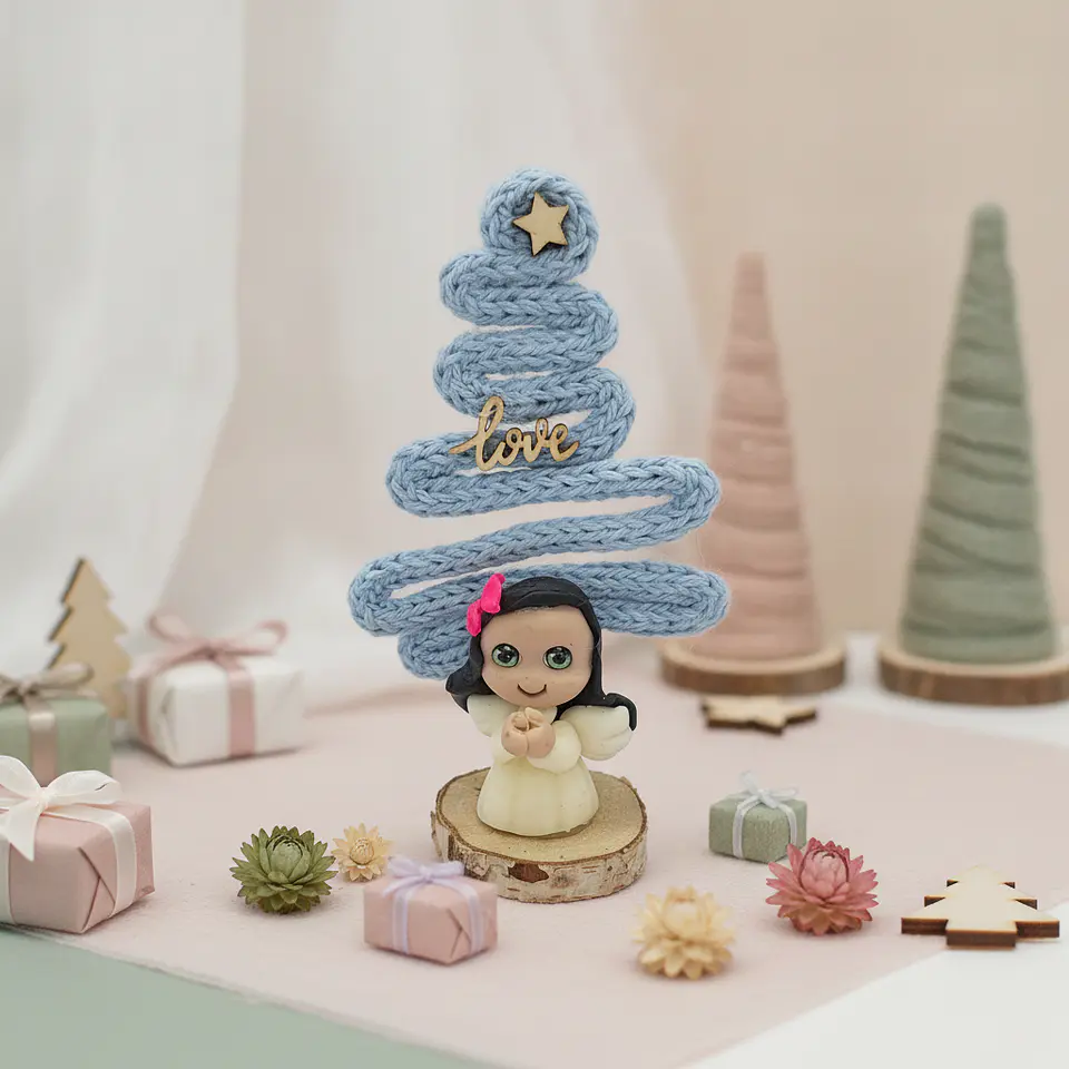 Anjinhos com Arvore Natal azul 3