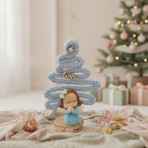 Anjinhos com Arvore Natal azul