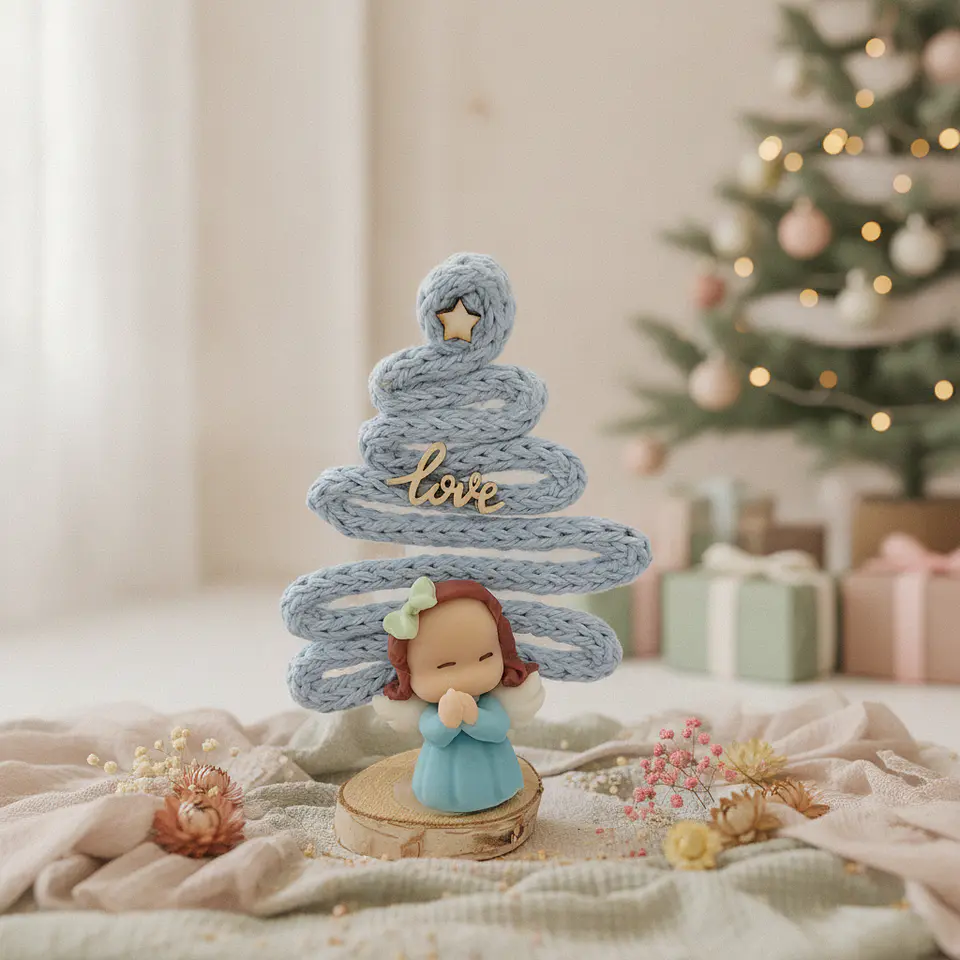 Anjinhos com Arvore Natal azul 1