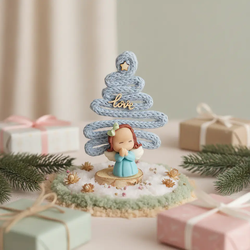 Anjinhos com Arvore Natal azul 2