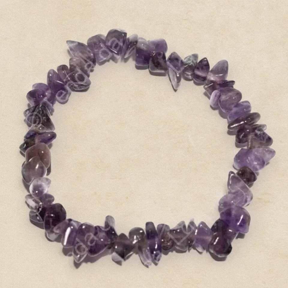 Pulseira de Pedra Natural Ametista em Cascalho – Proteção e Calma 2