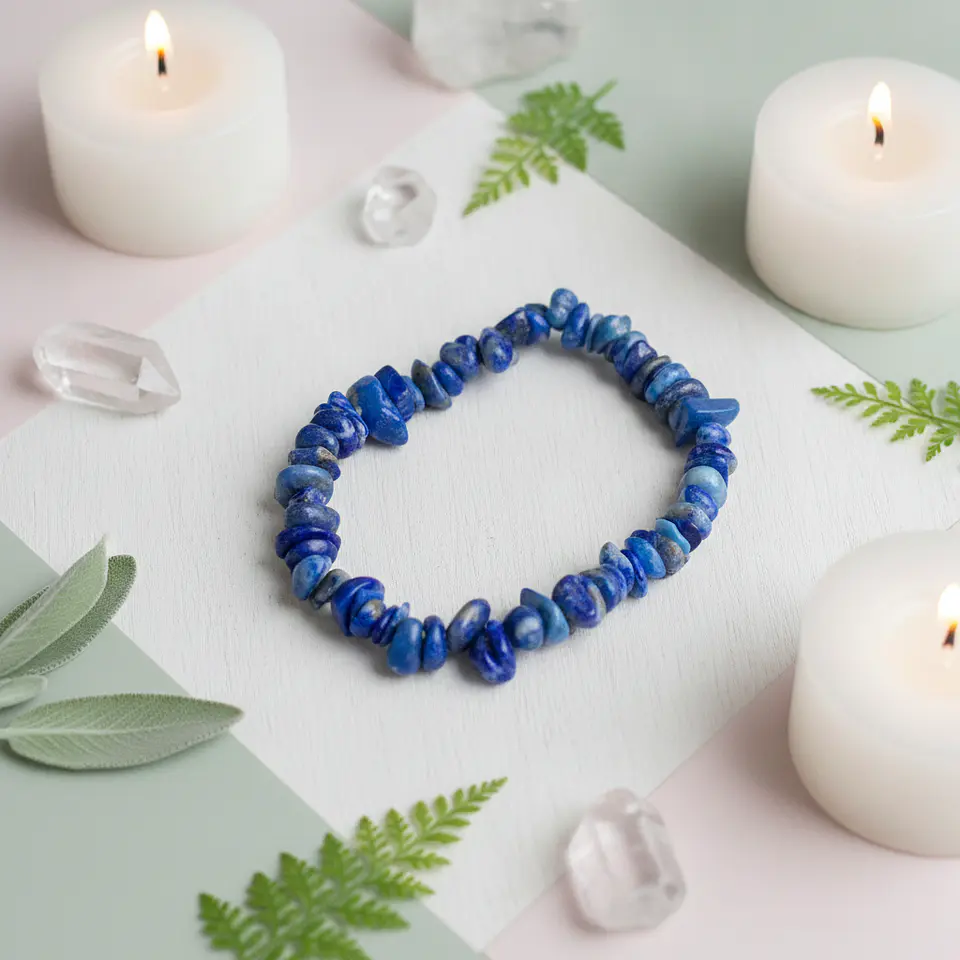 Pulseira de Pedra Natural Lápis‑Lazúli em Cascalho – Sabedoria e Verdade 2