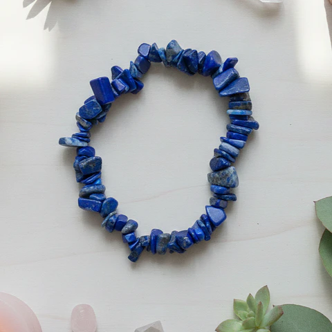 Pulseira de Pedra Natural Lápis‑Lazúli em Cascalho – Sabedoria e Verdade
