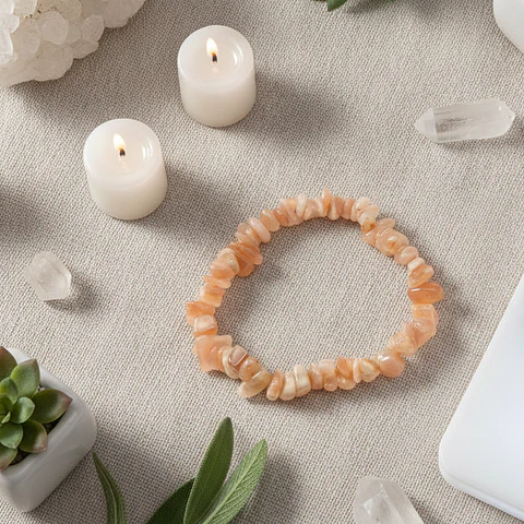 Pulseira de Pedra Natural Cornalina em Cascalho – Energia e Coragem
