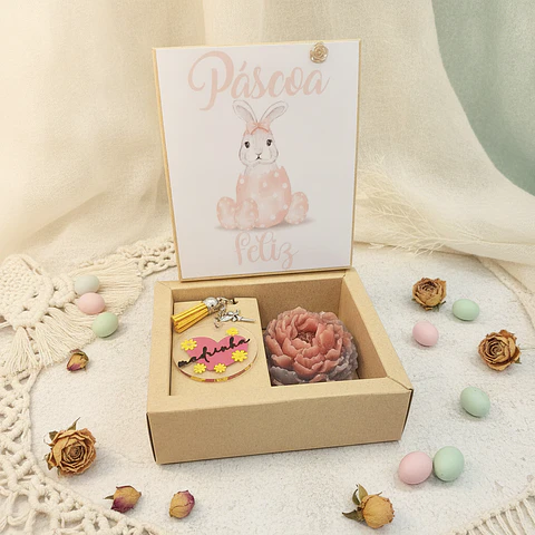 Giftbox Madrinha Rosa – Vela Peónia & Porta‑Chaves Fadinha