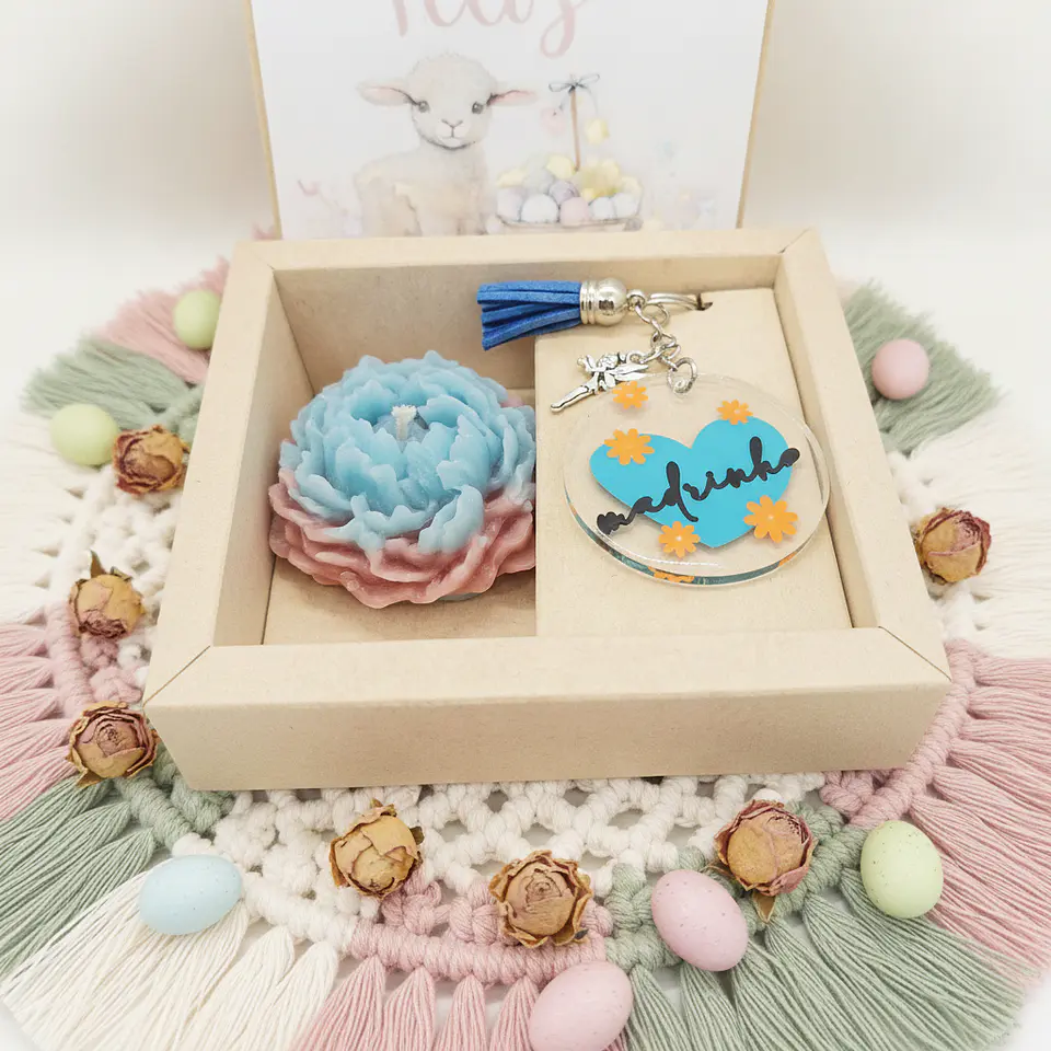 Giftbox Madrinha Azul– Vela Peónia & Porta‑Chaves Fadinha 2