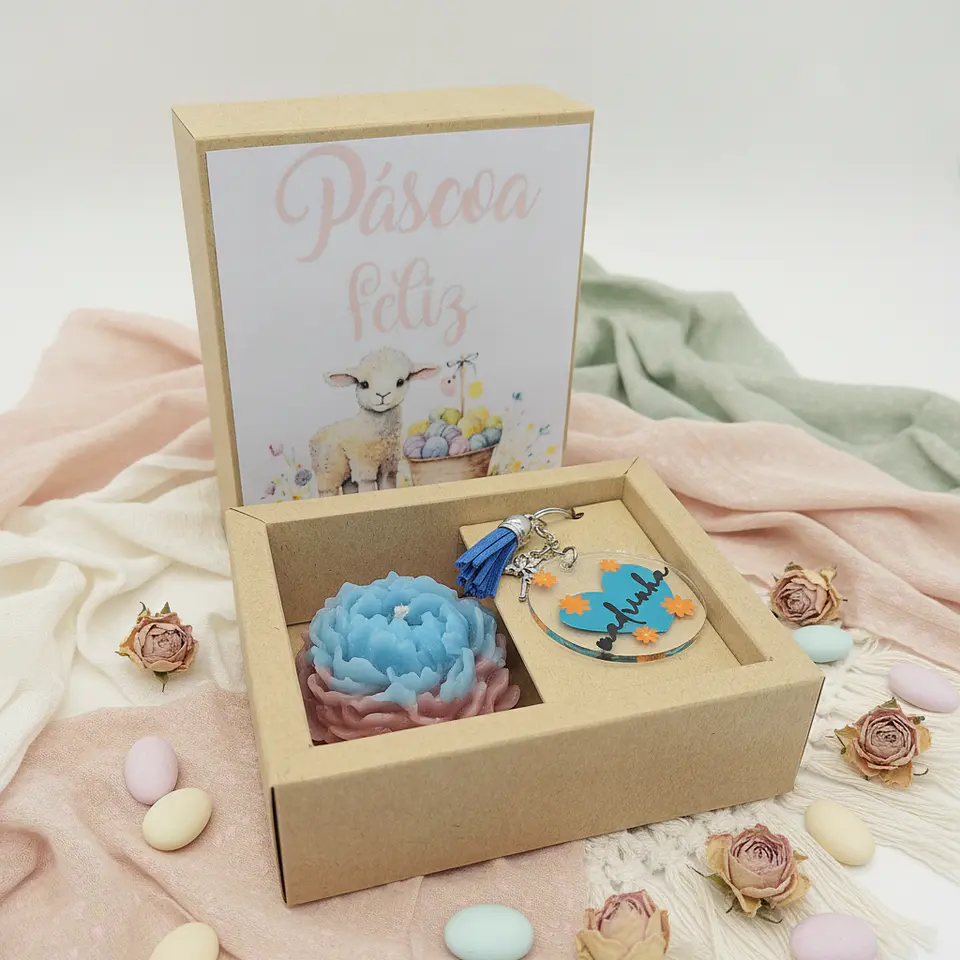 Giftbox Madrinha Azul– Vela Peónia & Porta‑Chaves Fadinha 1