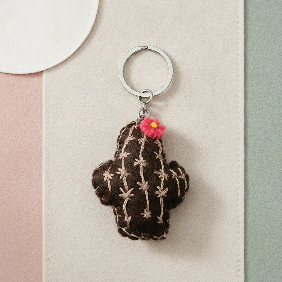 Porta‑Chaves Cacto em Feltro — Charme Artesanal 2