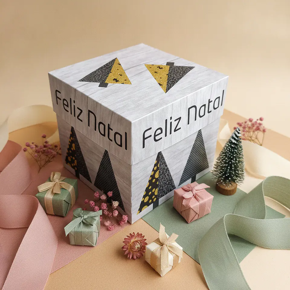 Caixa Quadrada Feliz Natal 1