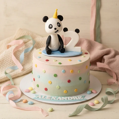 Topo Bolo Panda em Biscuit