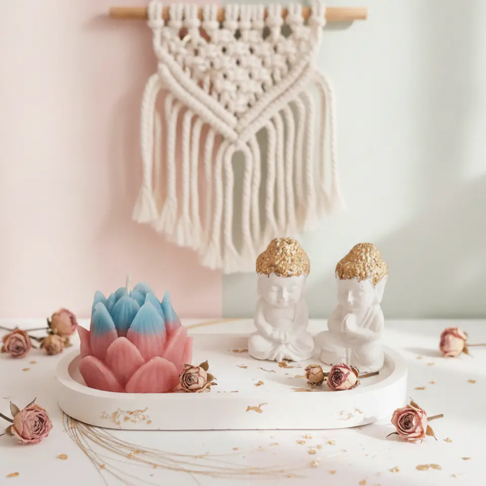 Budas Dourados e Vela Flor de Lótus 4