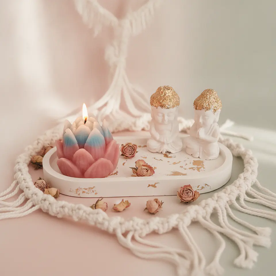 Budas Dourados e Vela Flor de Lótus 1
