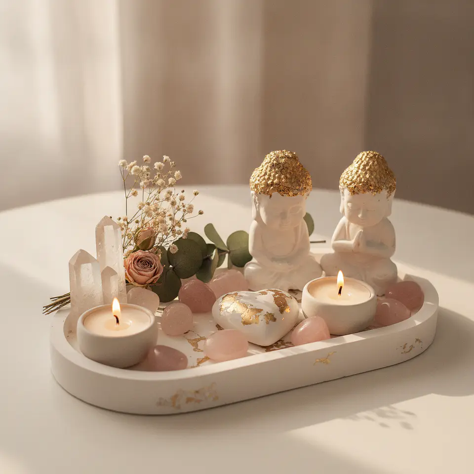 Budas Dourados e Vela Flor de Lótus 3
