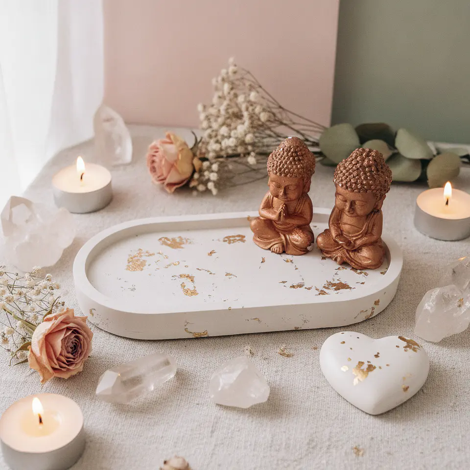 Budas Bronze com Porta-Incenso Flor de Lótus 5