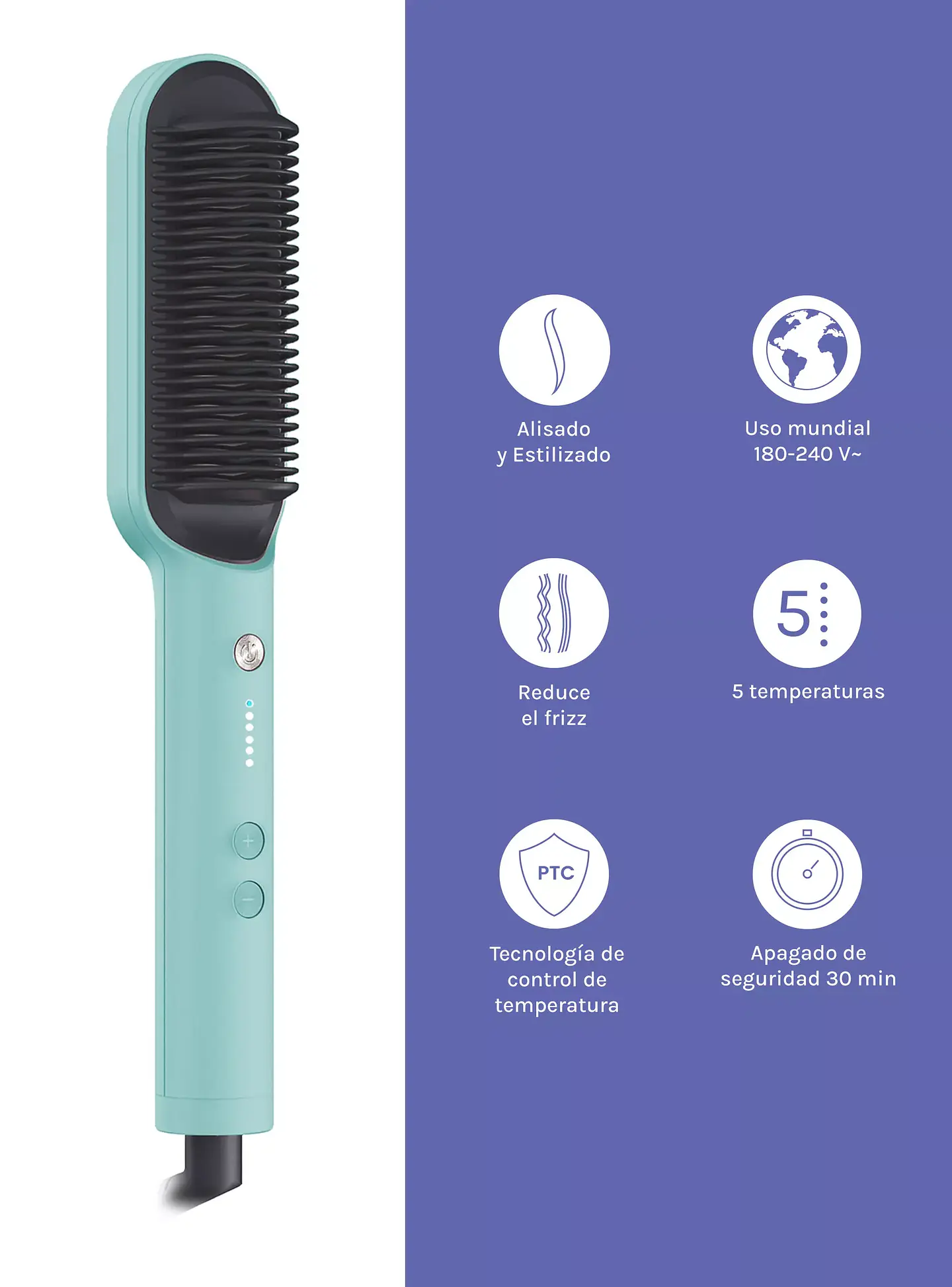 CEPILLO ALISADOR MINT HAIR STRAIGHTENING BRUSH 5