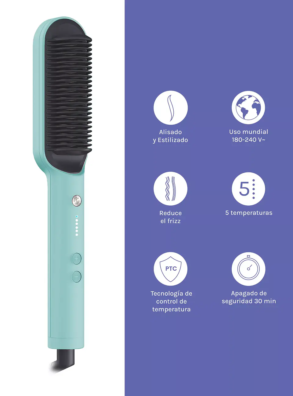 CEPILLO ALISADOR MINT HAIR STRAIGHTENING BRUSH 5