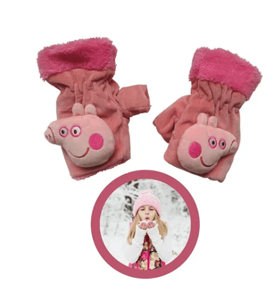 Guantes Niñas Lindos Rosa Peppa Frio termicos invierno rosa