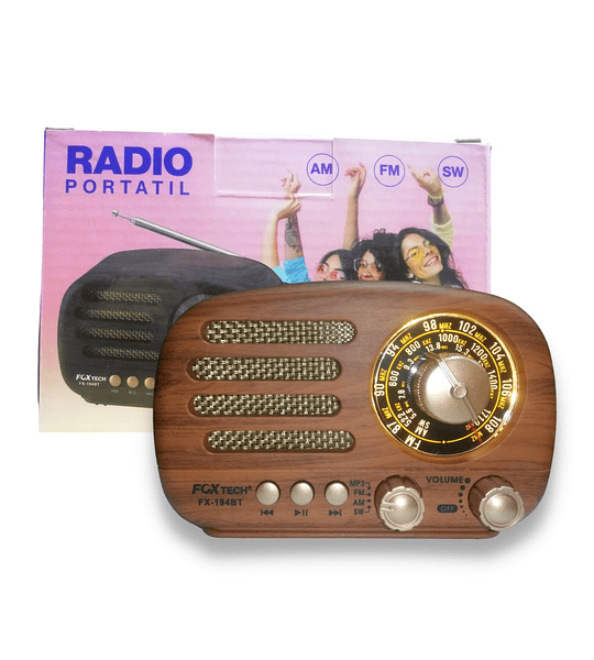 Radio Portatil Vintage Usb Recargable Bt Am/fm Foxtech Fx-19