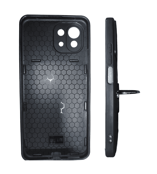 Funda Xiaomi Mi 11 Lite Transparente con Anilla y Cubre Cámara Negro