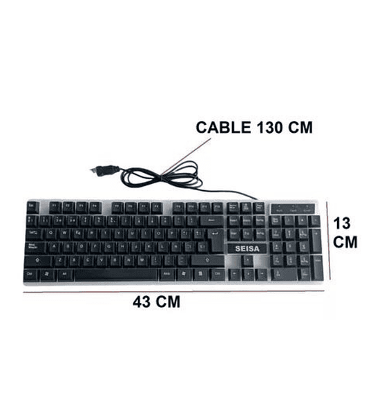 Teclado Retroiluminado Gamer Seisa led wired DN-H7033