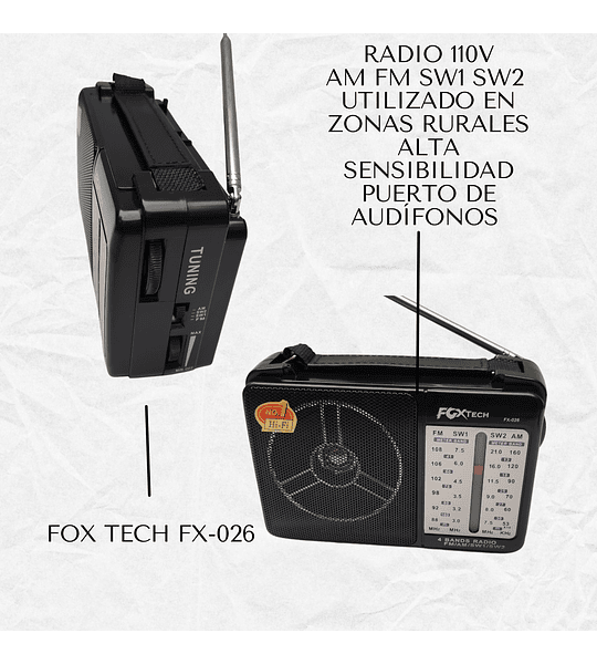 Radio Portable de 110V puerto de audífonos Alta Sensibilidad AM FM 